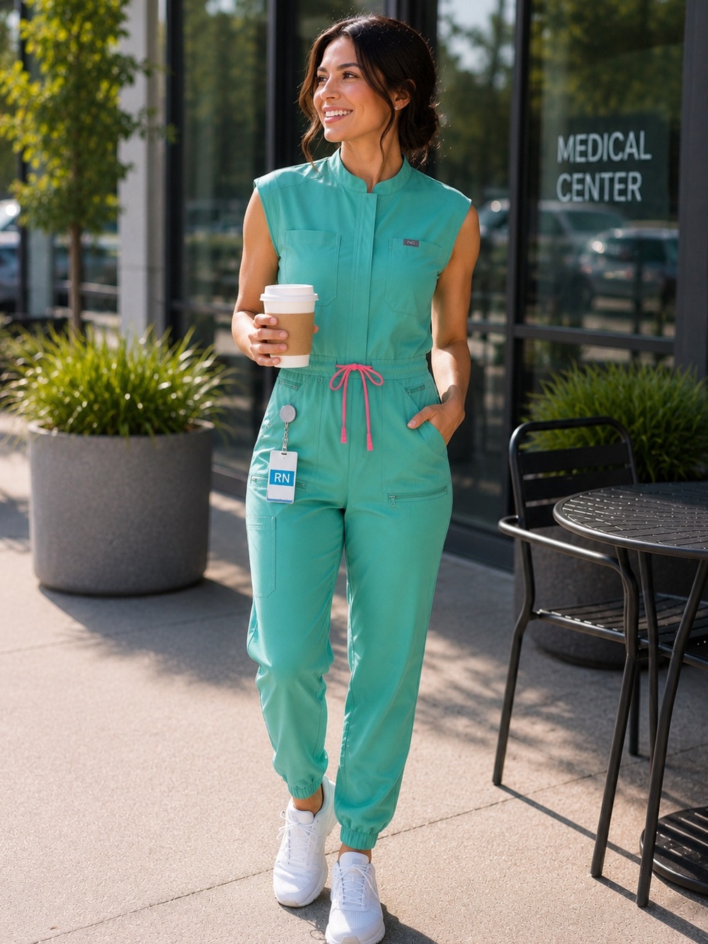 FIGS Rafaela Jogger ScrubJumpsuit Surgical Green Size Medium Petite